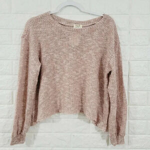 PST Crew Neck Knitted Cropped Sweater Pink Size S